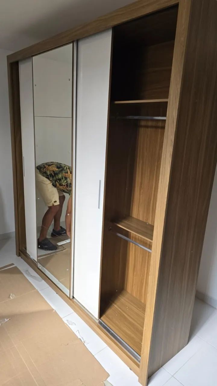 ROUPEIRO 2,10 3 PORTAS DE CORRER COM ESPELHO - Foto 5