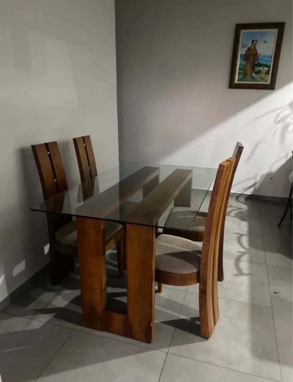 Mesa com tampo de vidro 1,20 com 4 cadeiras - Foto 2