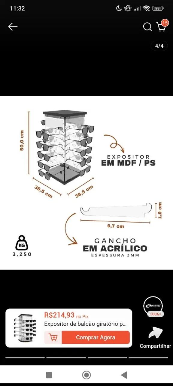 Repositor de óculos giratório com espelho  - Foto 4
