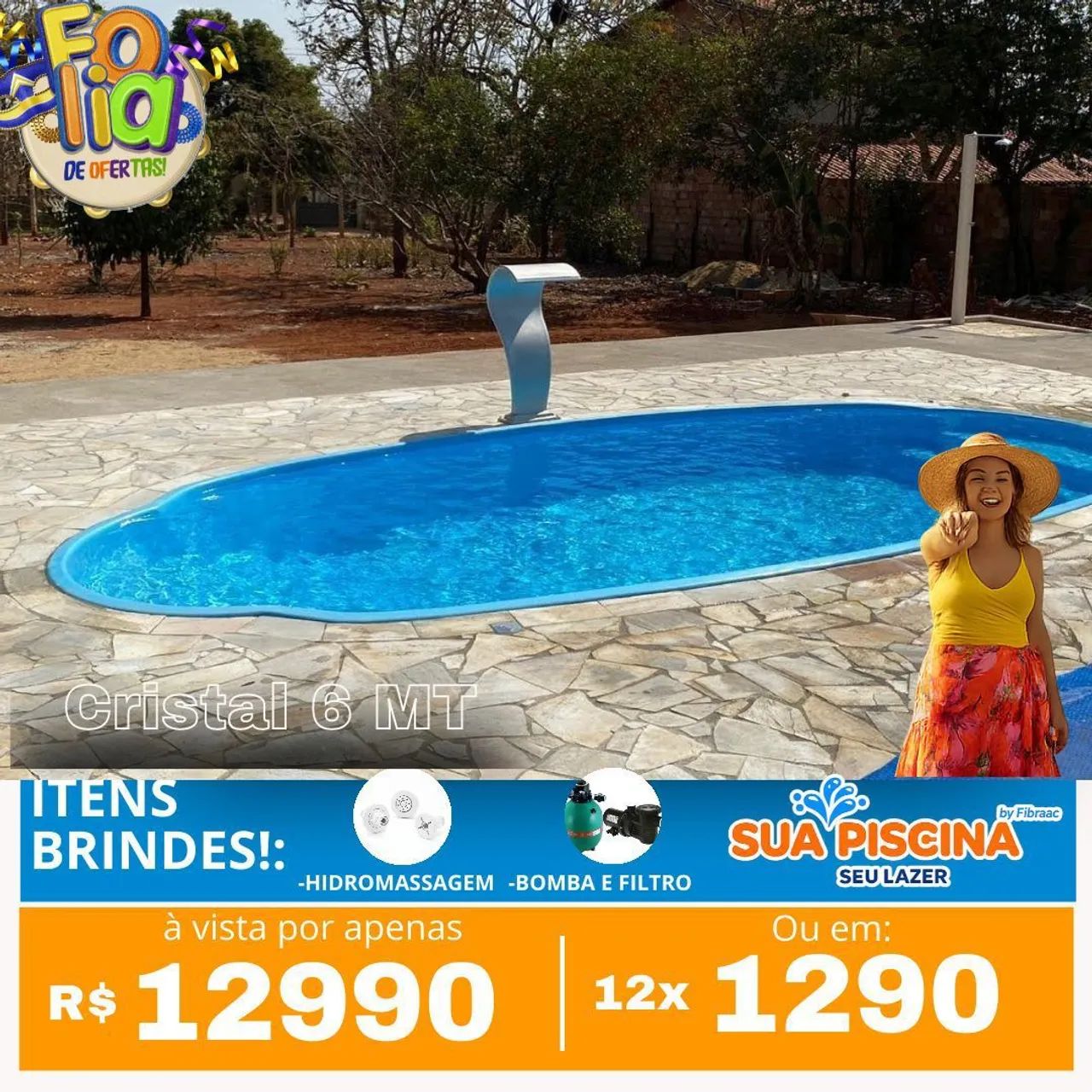 Piscina6 metros crystal completa e instalada!!!!
