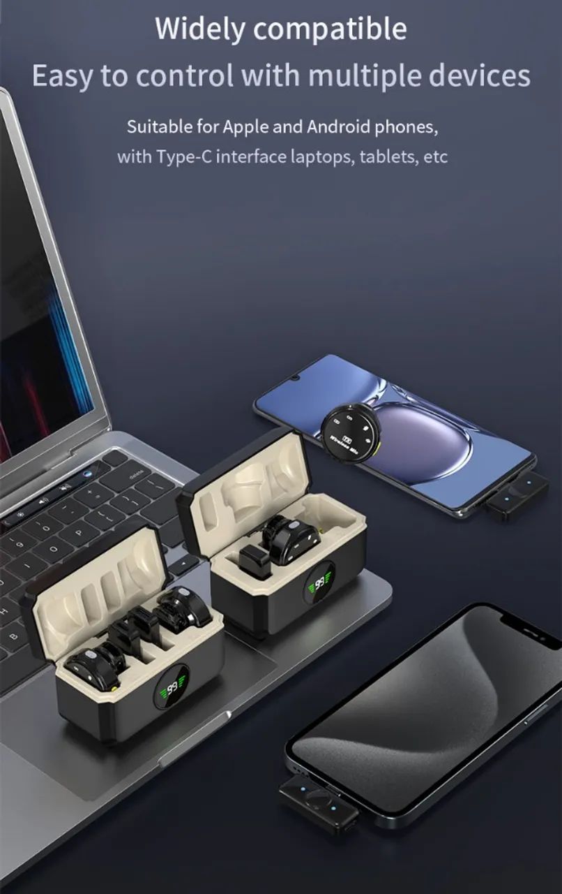 Microfone de lapela sem fio para Smartphone USB-C (Excelente Qualidade de Áudio) - Foto 5