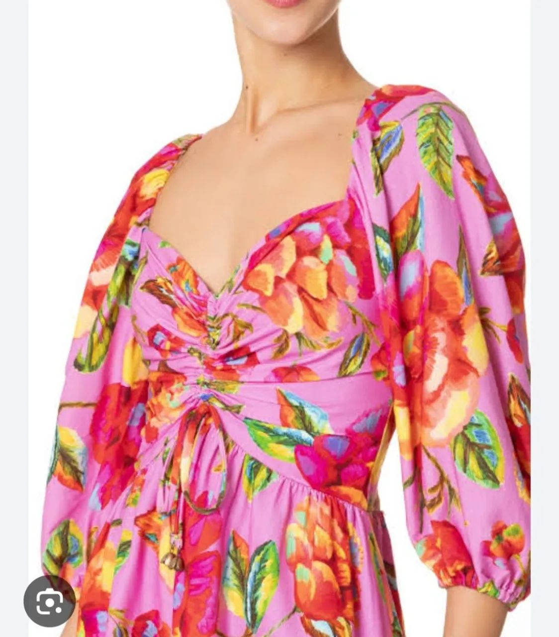 Vestido curto em linho farm.  - Foto 4