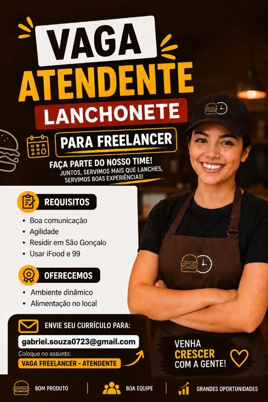 Atendente lanchonete freelancer 