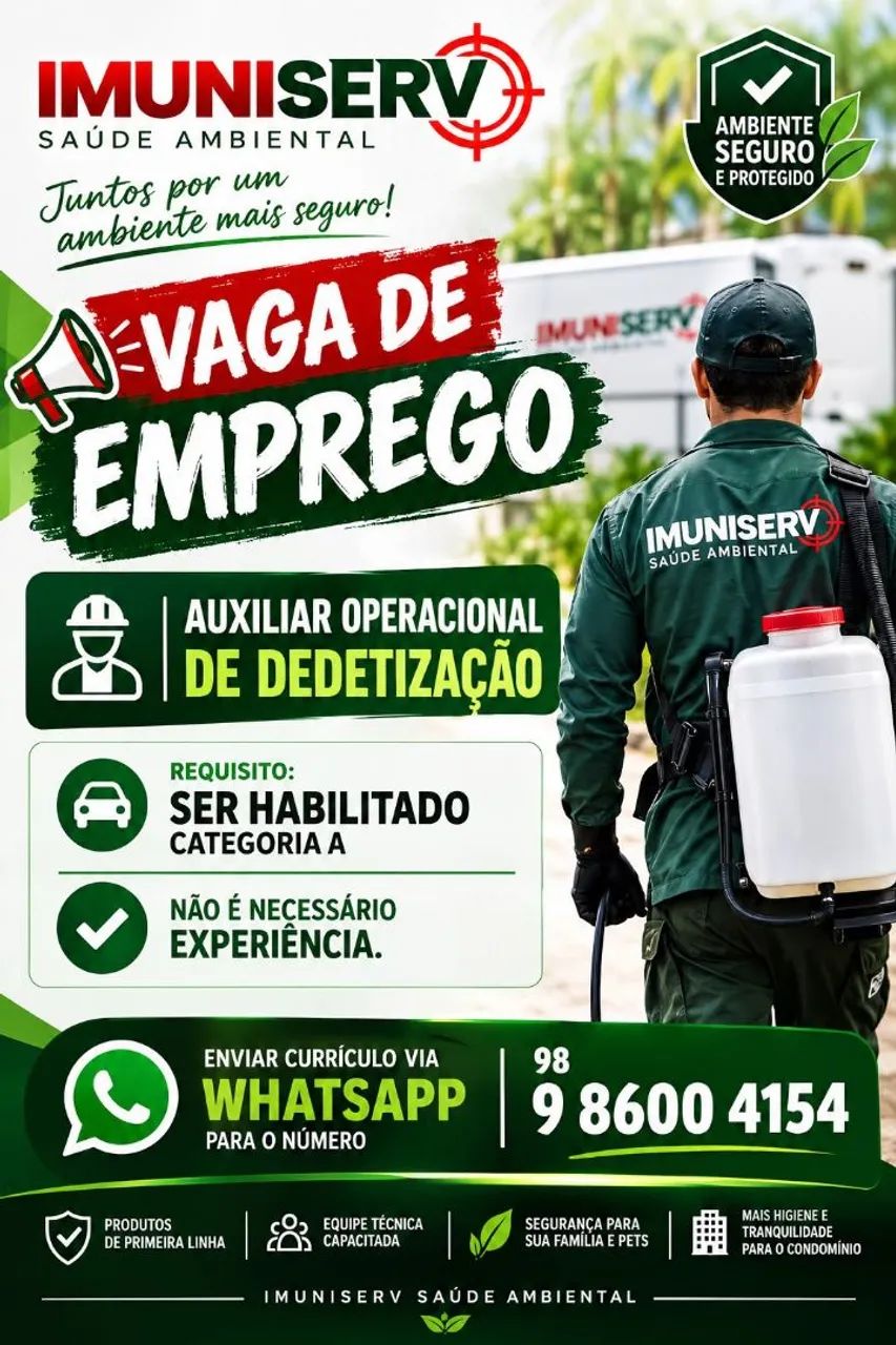 auxiliar operacional de dedetização 