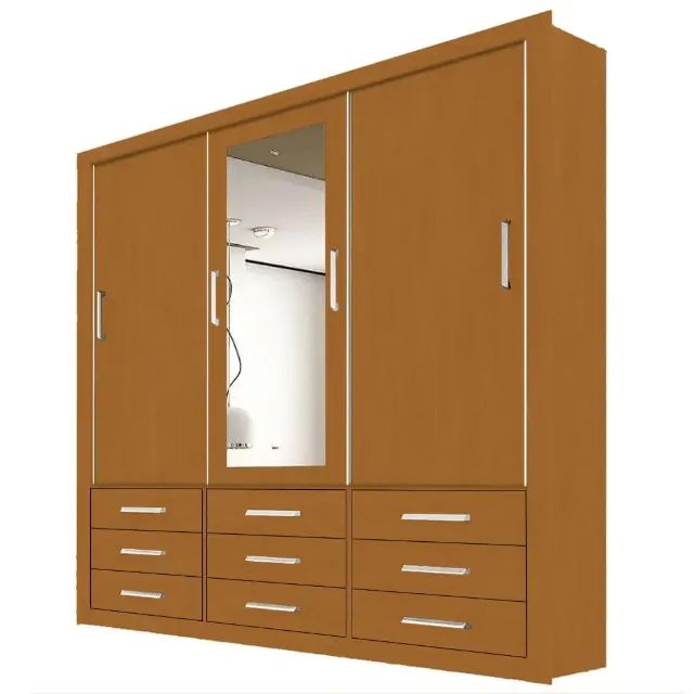 Guarda Roupa Casal Anjos 3 Portas 9 Gavetas com Espelho - Foto 2