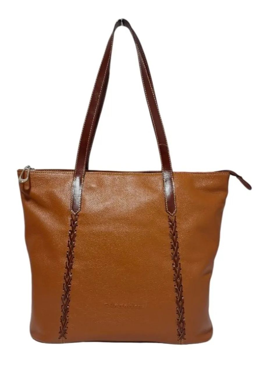 Bolsa Grande Couro Legítimo Anandra Cor Caramelo  - Foto 2