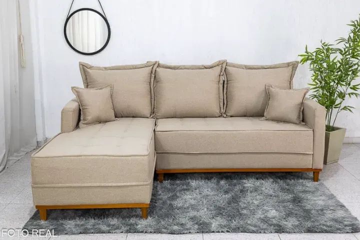 Sofá com Chaise Milão 2,30 m  Linho  Produto Novo! Pronta Entrega! - Foto 4