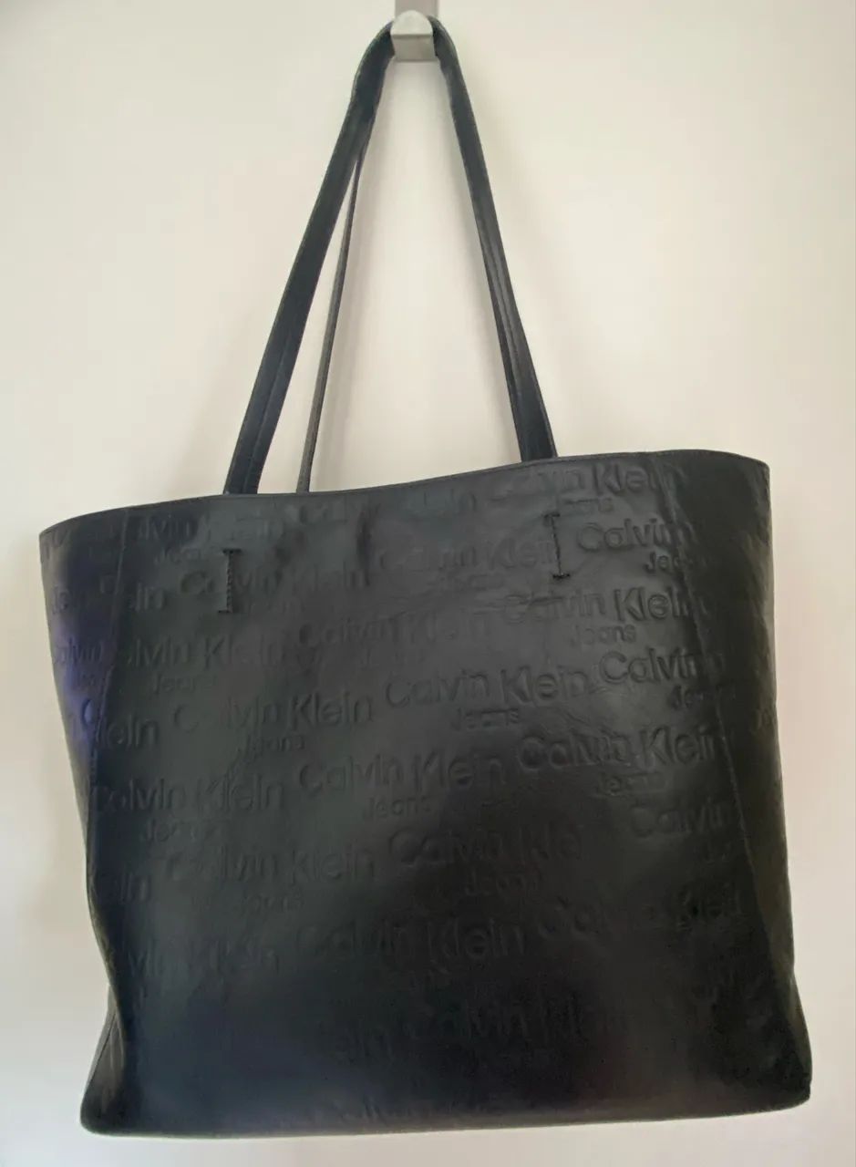 Bolsa tote Calvin Klein couro preta