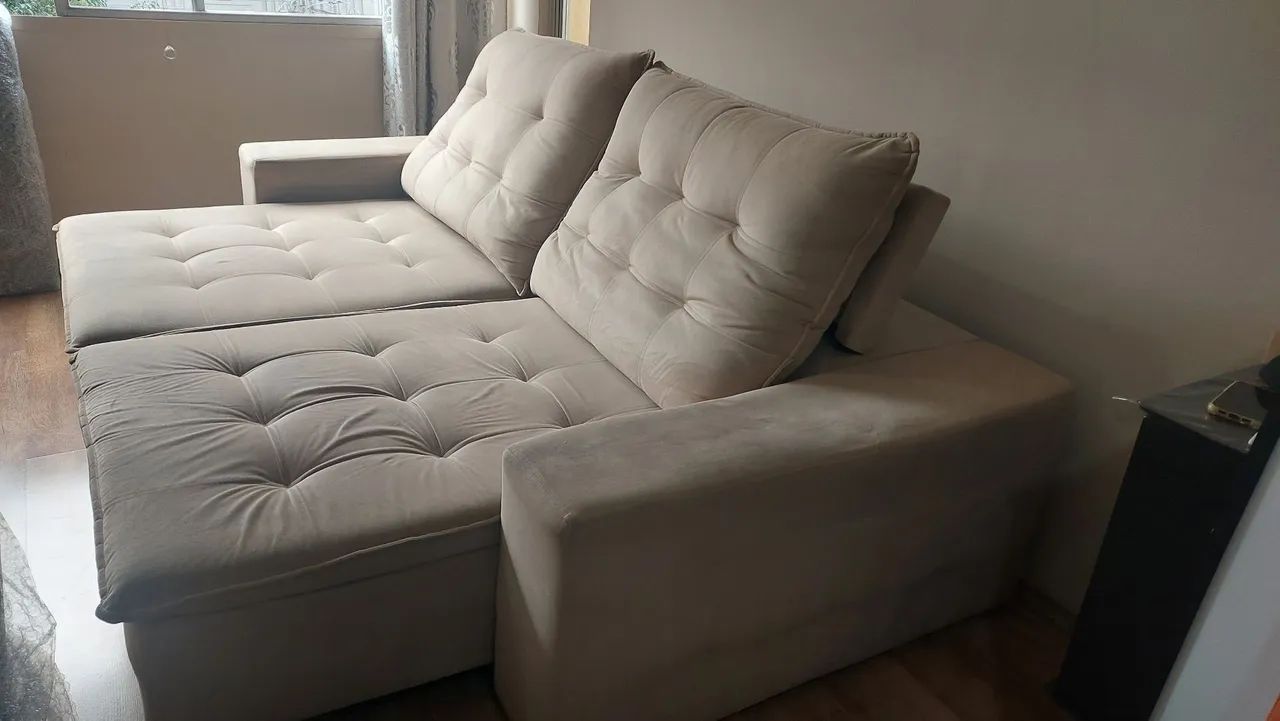 Sofá  Retrátil 4 lugares suede - Foto 3