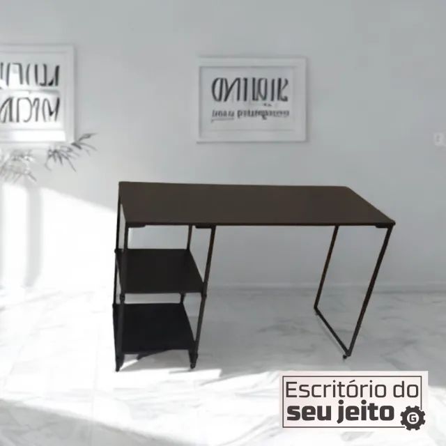 Mesa para Computador 1,1m NOVA Industrial Multiuso Reforçada Notebook de Estudo Gamer Birô - Foto 4
