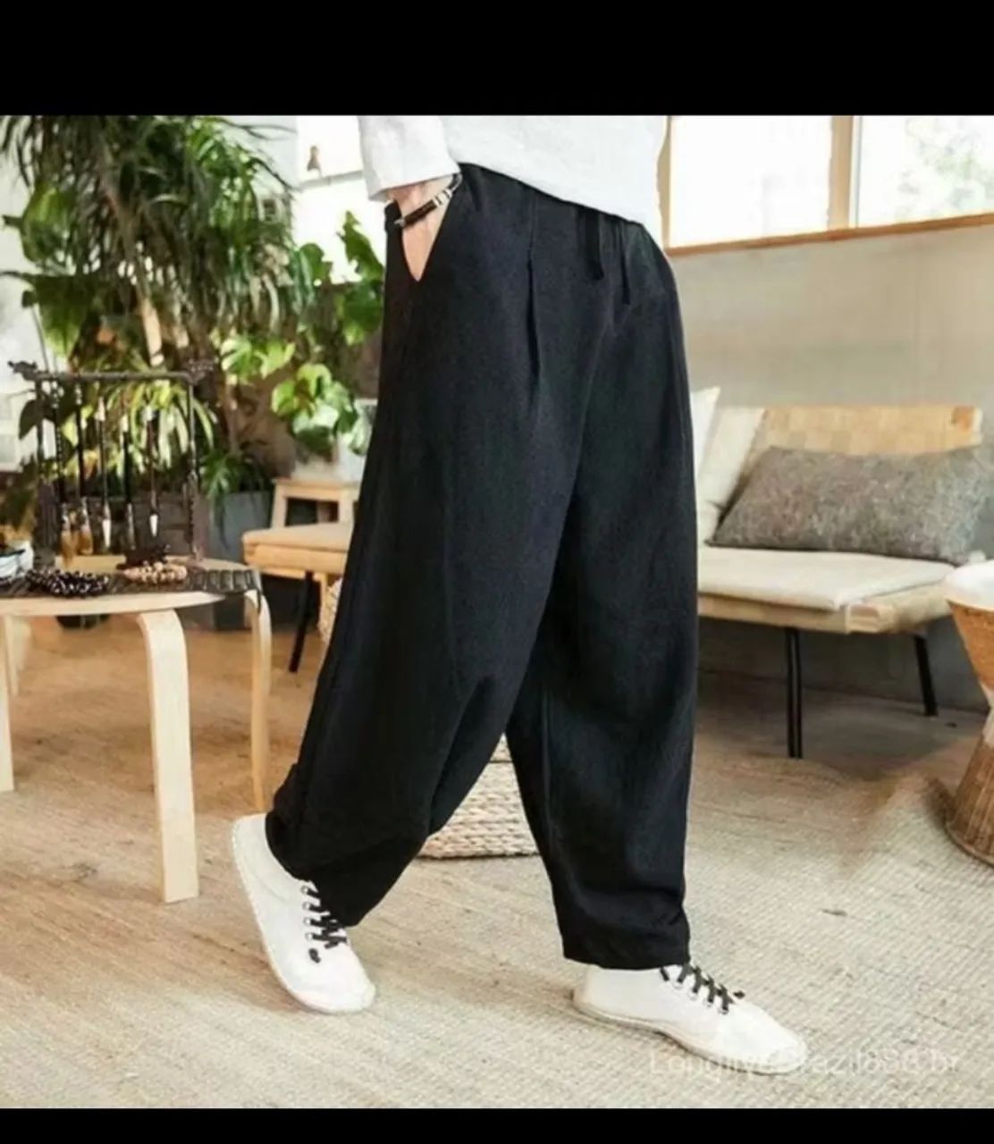 Calça estilo monge masculina preta - Foto 2