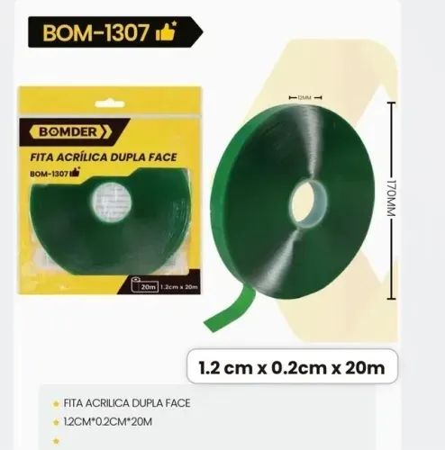 BOM-1307 Fita Acrilica Dupla Face 1.2CM*0.2CM*20M