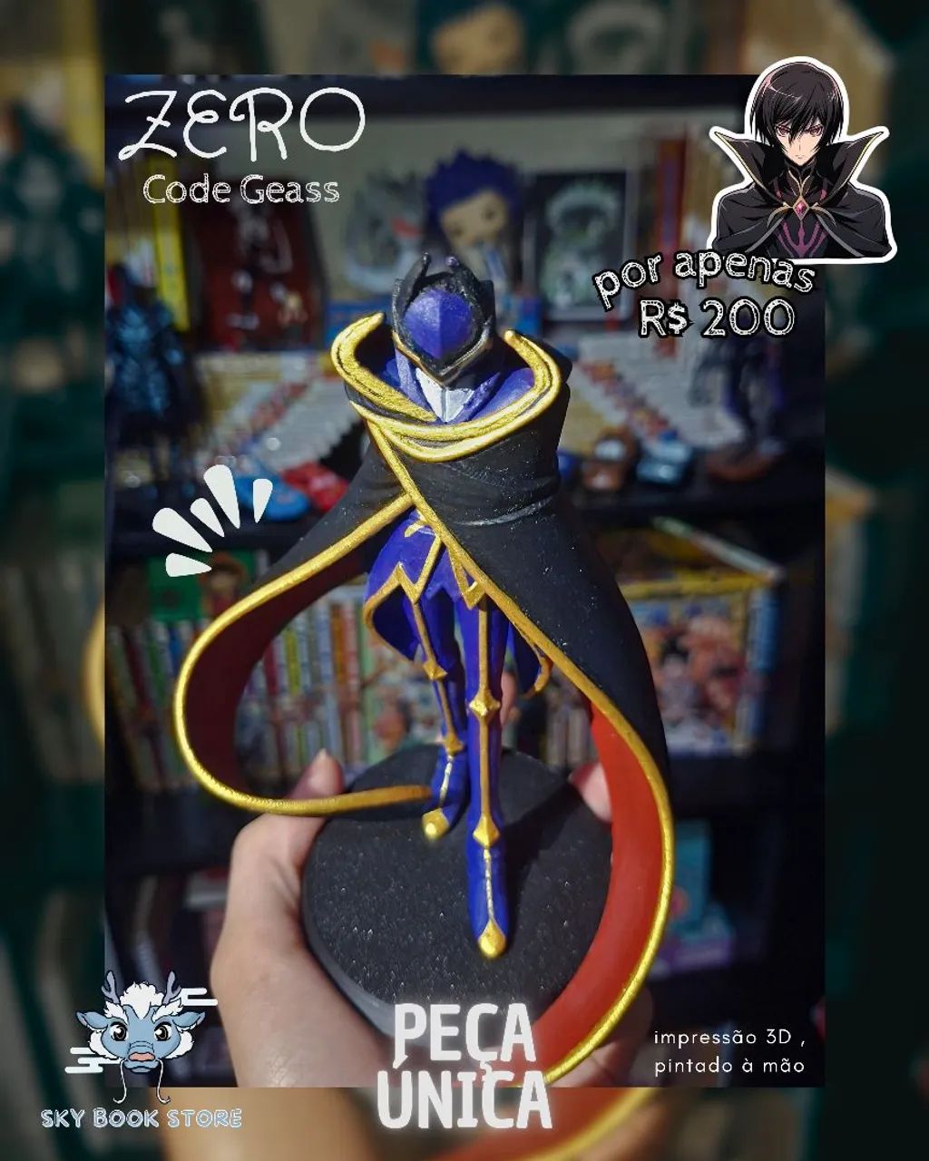 Figure Zero - Code Geass - Impresso em 3d, pintado a mão, modelo único!470947427412889600
