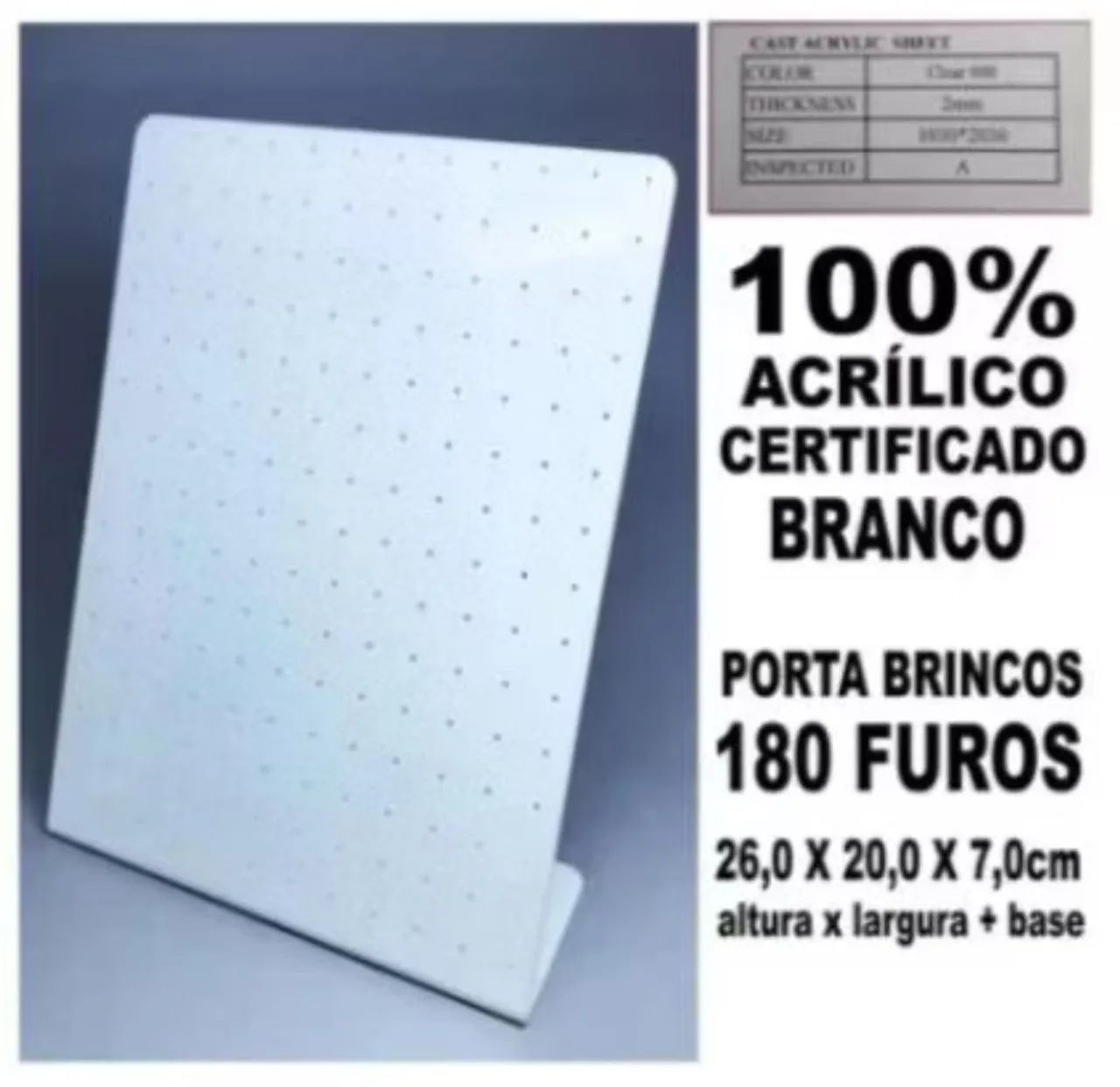 Expositor de Brincos - 180 furos em acrílico branco