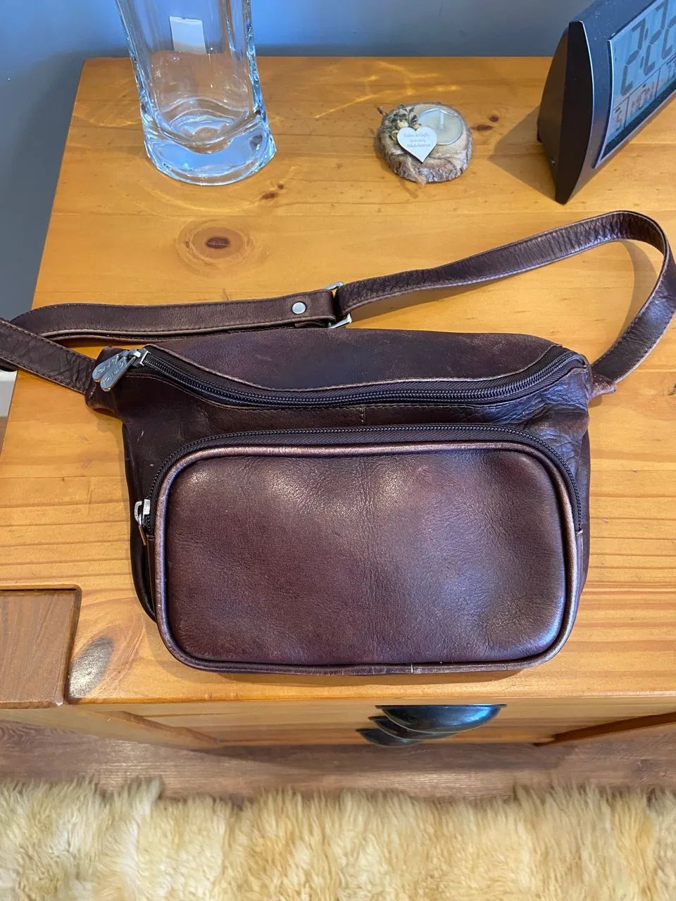 Bolsa couro legítimo marrom 