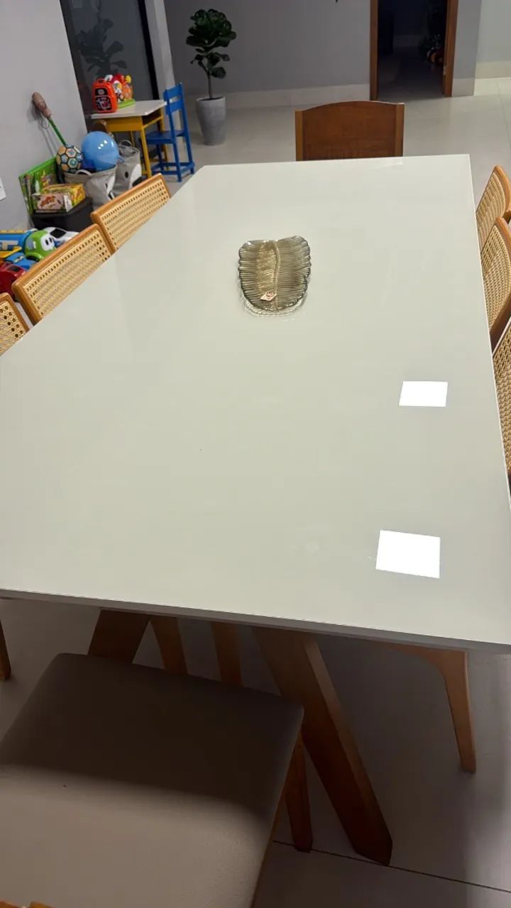 Mesa de jantar tampo de vidro laqueada 2,20 - Foto 3