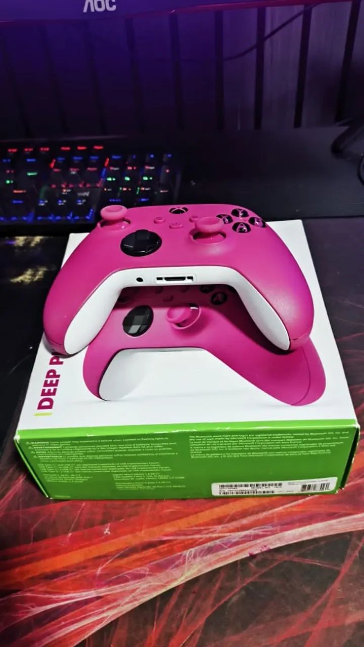 Controle Xbox Original Deep Pink com Caixa Muito Conservado