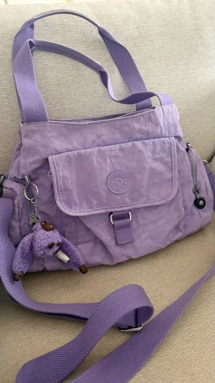 Bolsa Kipling Fairfax Lilás Original (Com Macaco) - Foto 5