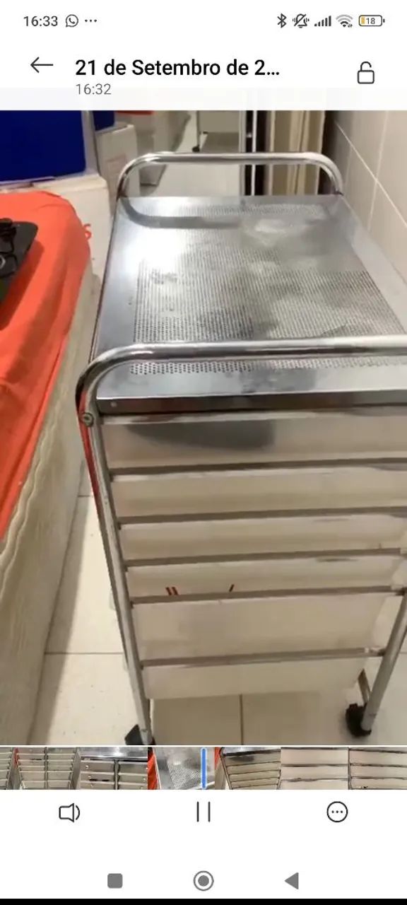 Carrinho Organizador de inox com gavetas e rodinhas - Foto 4