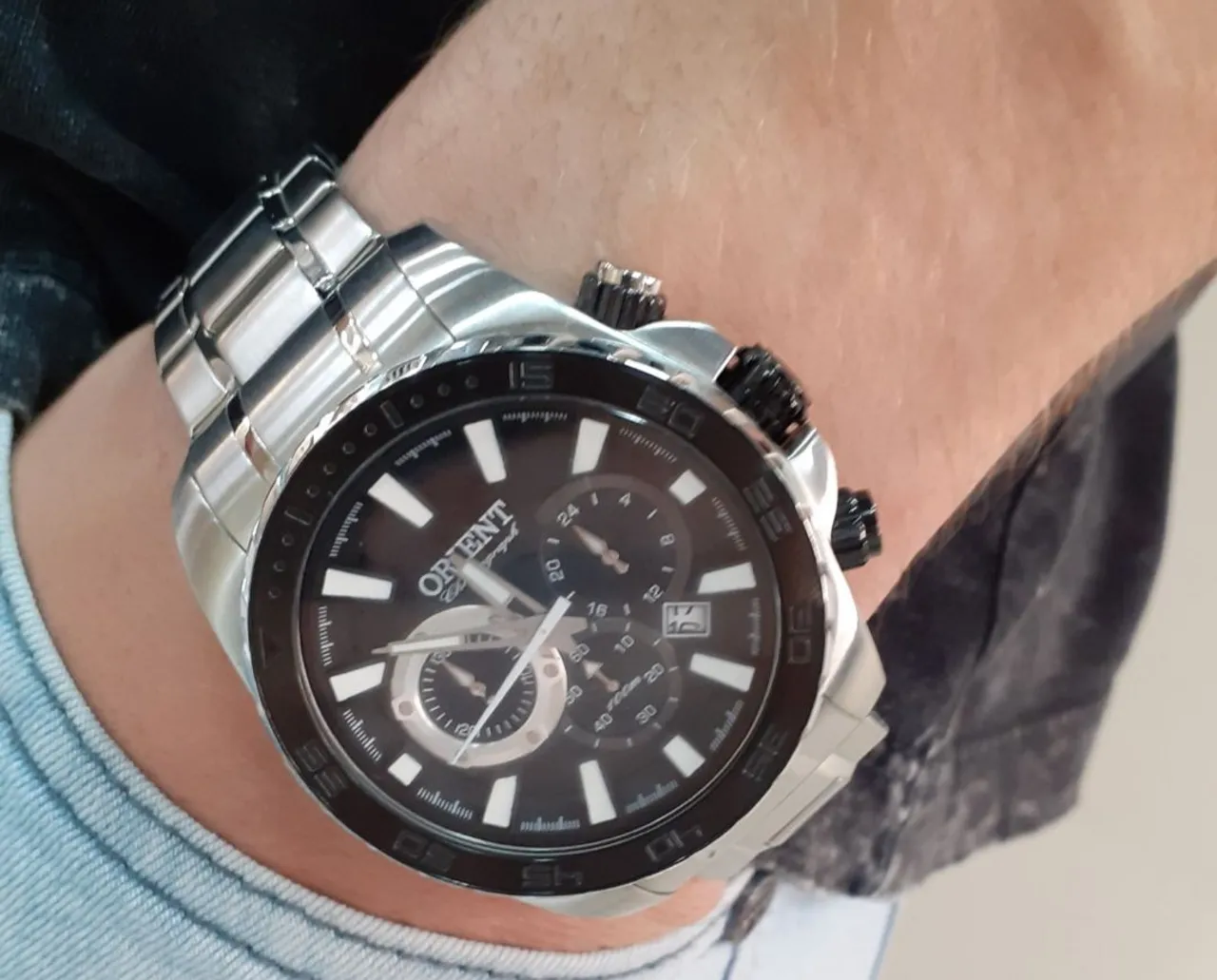RELÓGIO ORIENT SPORT MASCULINO CRONÓGRAFO MTSSC033 PRETO