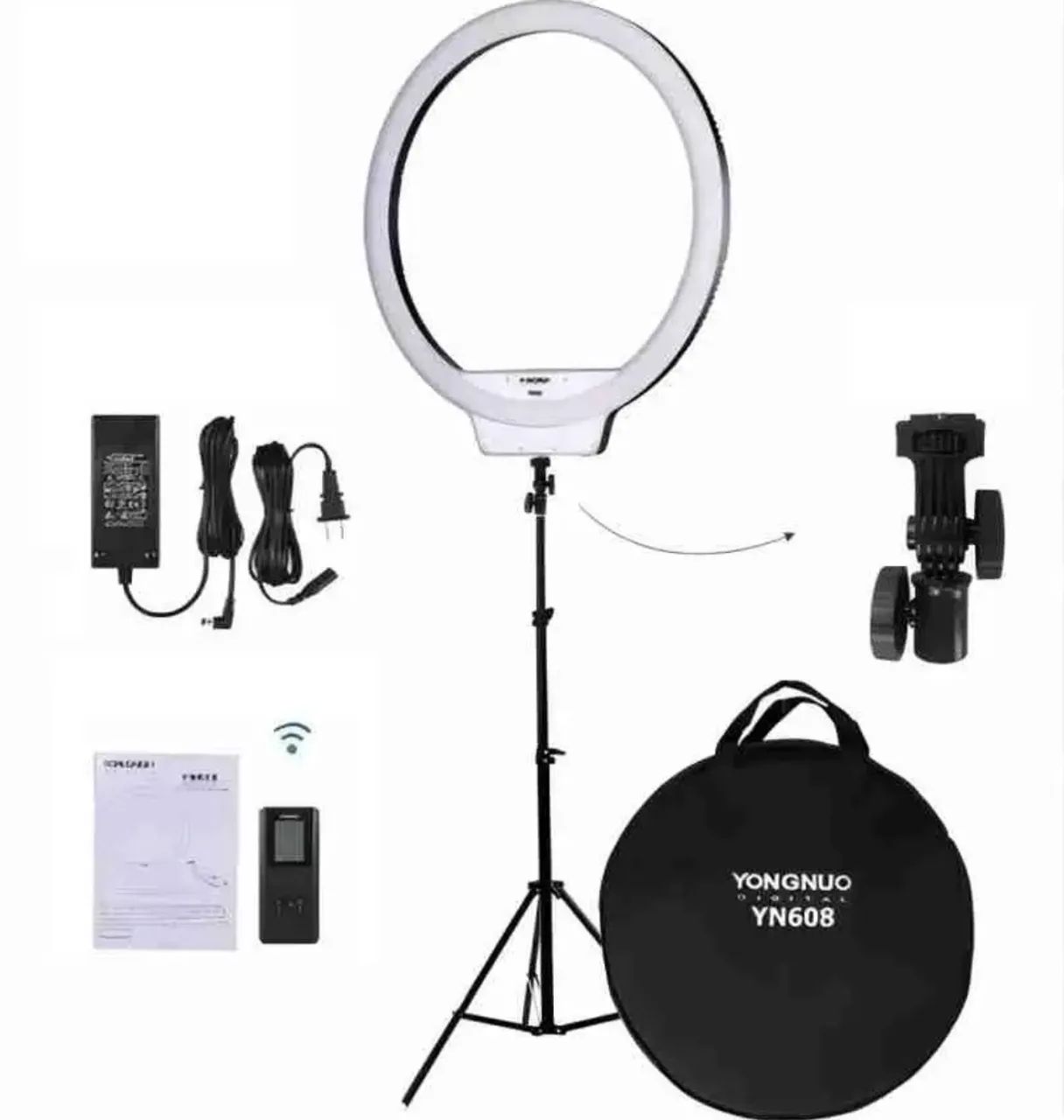 Led Ring Light Yongnuo Yn608 Origiral + Fonte + Tripé 2m - Foto 5