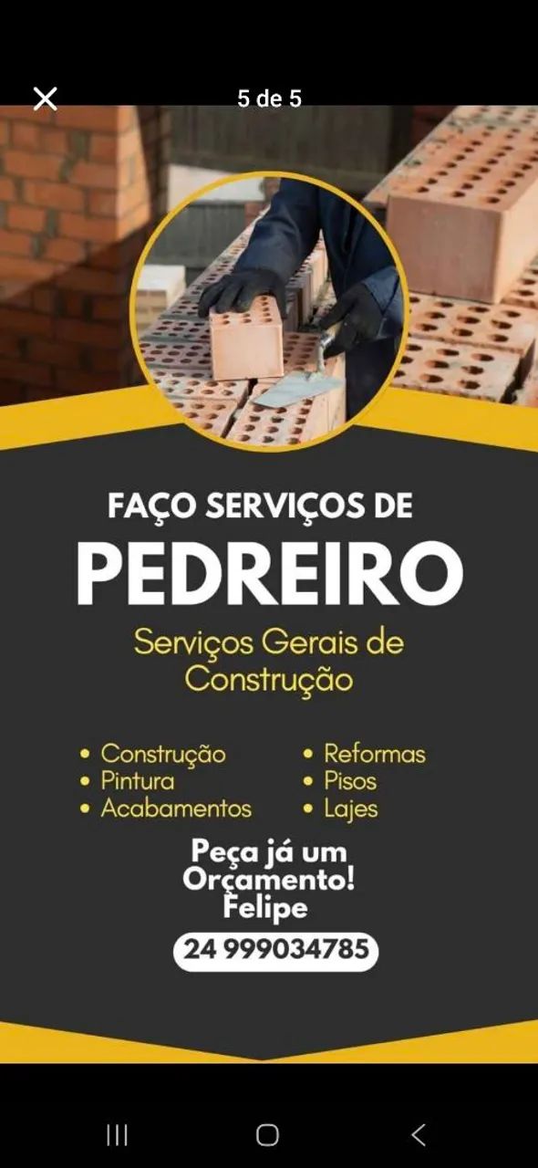 Pedreiro e pintor em geral 