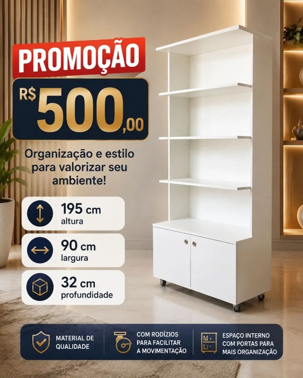 EXPOSITOR CM PRATELEIRAS E PORTA MDF NOVO  - Foto 2