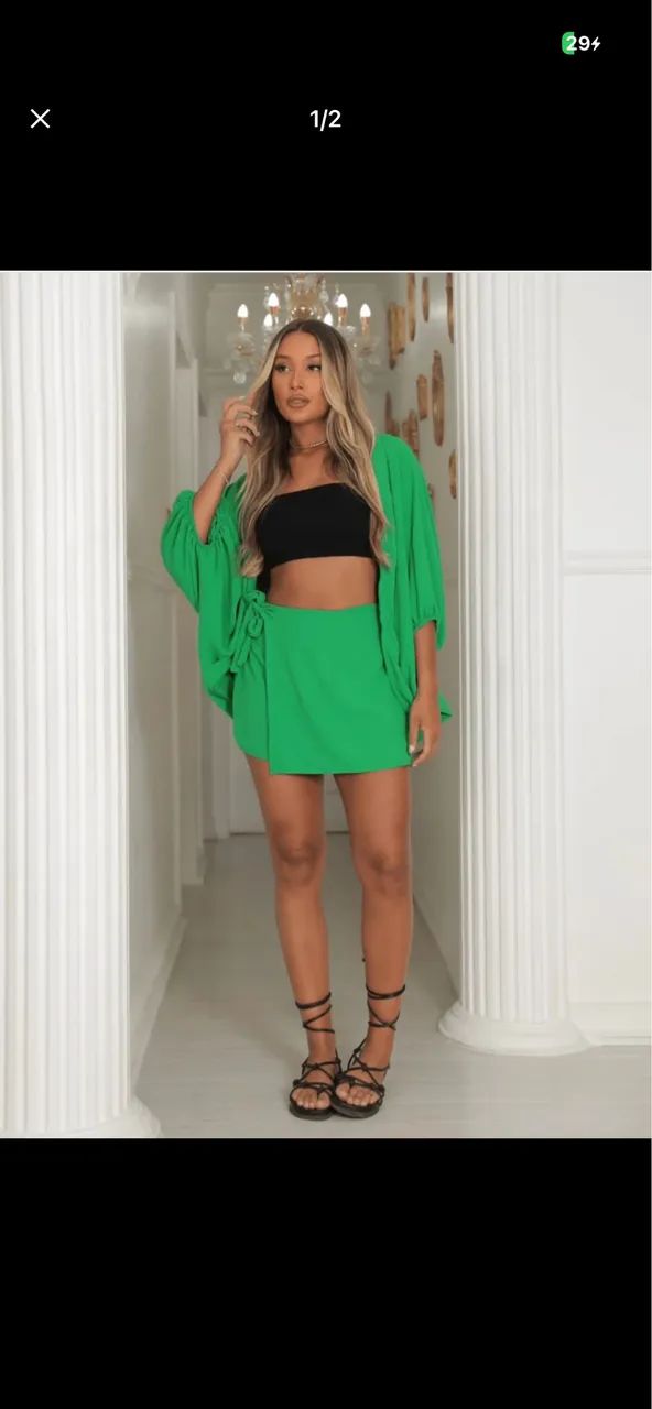 Conjunto - Short e Kimono Verde 