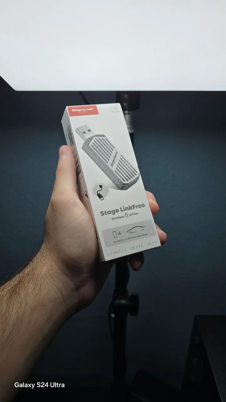 Adaptador Carplay Sem Fio Car Play Android Auto 2-em-1 Conexão Automática Mini Usb