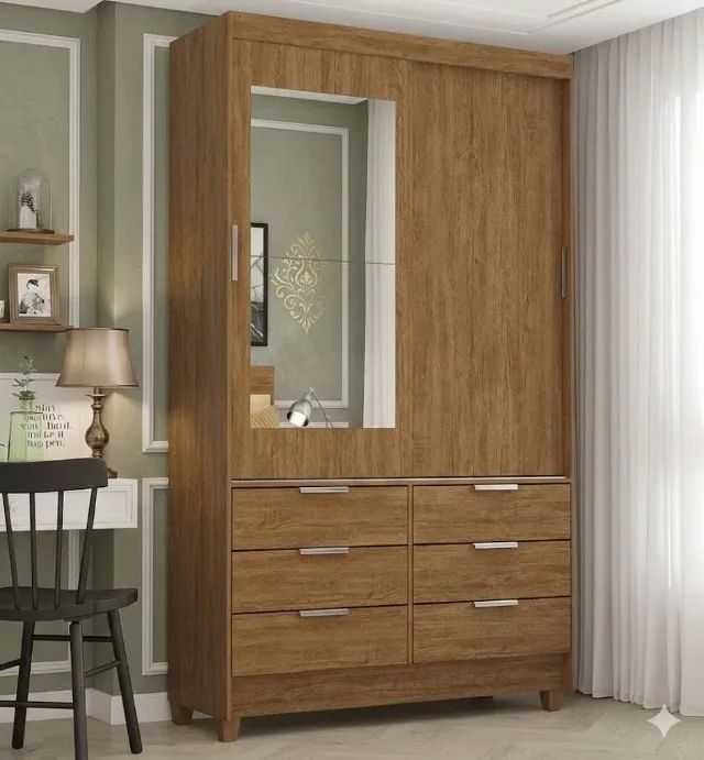Guarda Roupa Sevilha com Espelho Cinamomo PRODUTO NOVO NO ESTOQUE