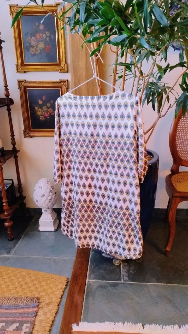 Vestido Túnica Pavão Branco da Spezzato - Foto 3