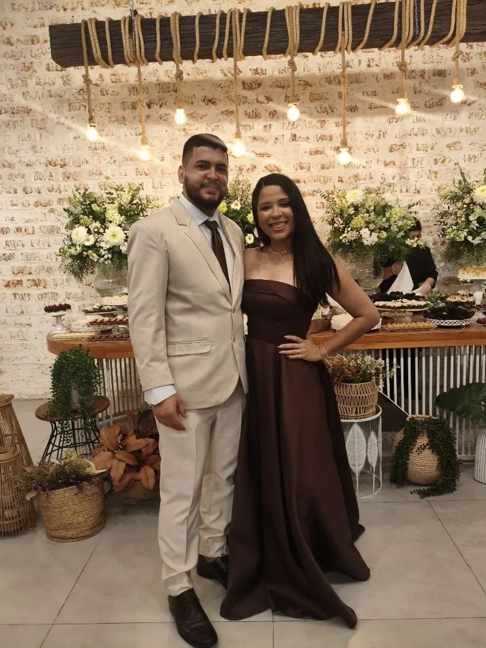 Vestido marrom de festa - Foto 4
