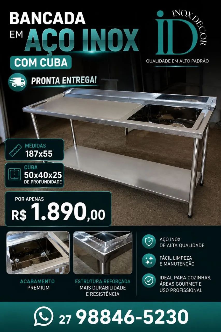 Bancada em inox 