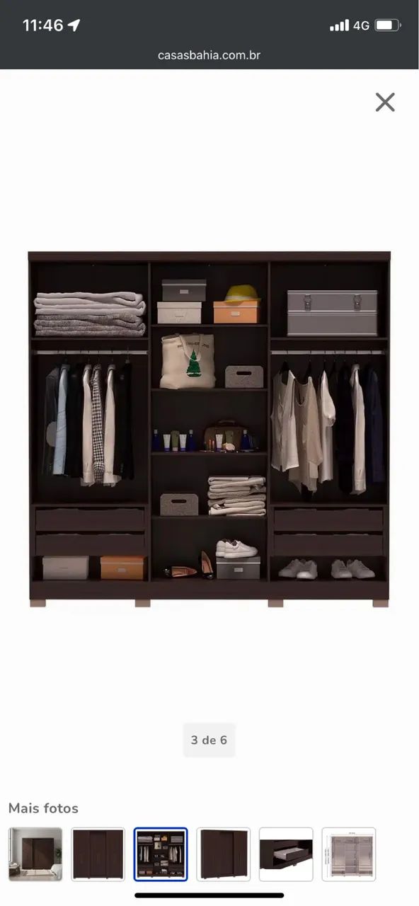 GUARDA ROUPA BARTIRA CASAL - Foto 3