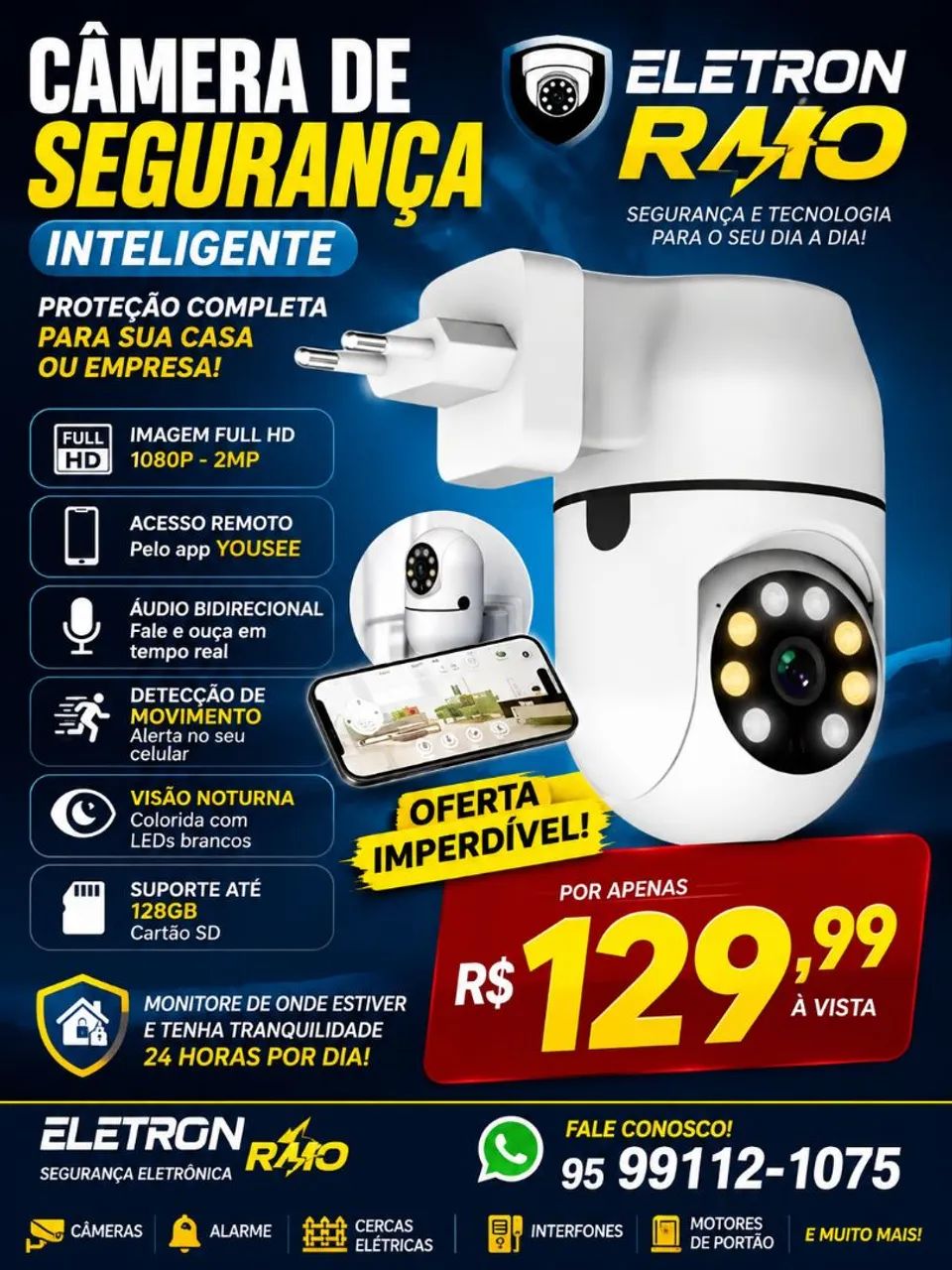 Câmera Wi fi tomada 