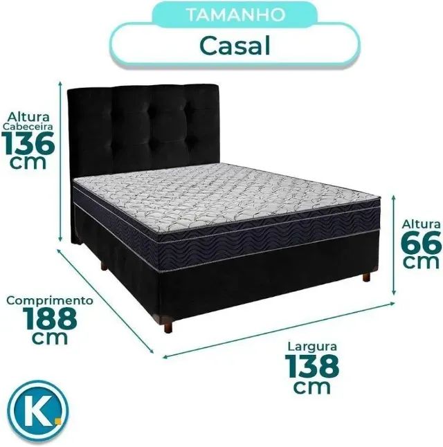 Colchão Casal Ortobom Com Base Box Casal All Black - Foto 2