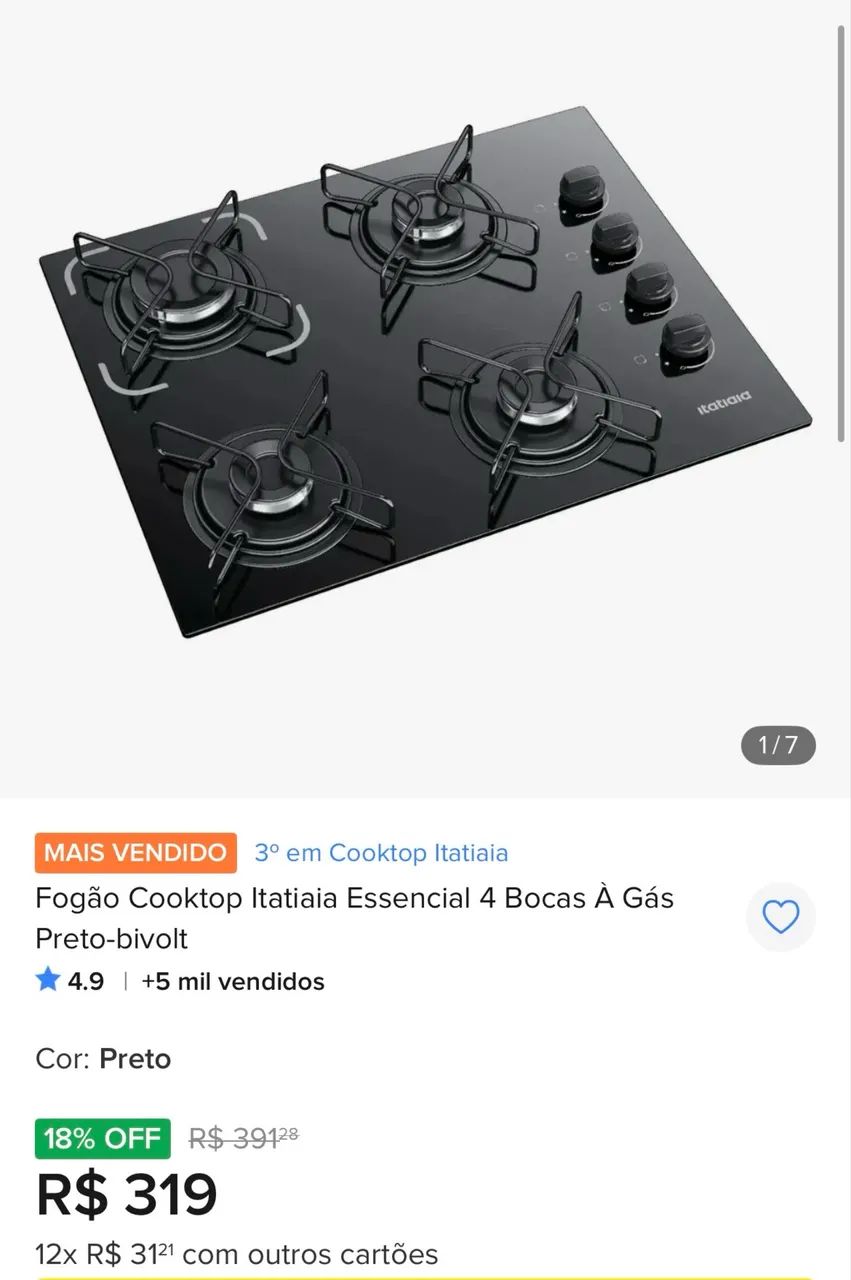 Cooktop Itatiaia 4 bocas