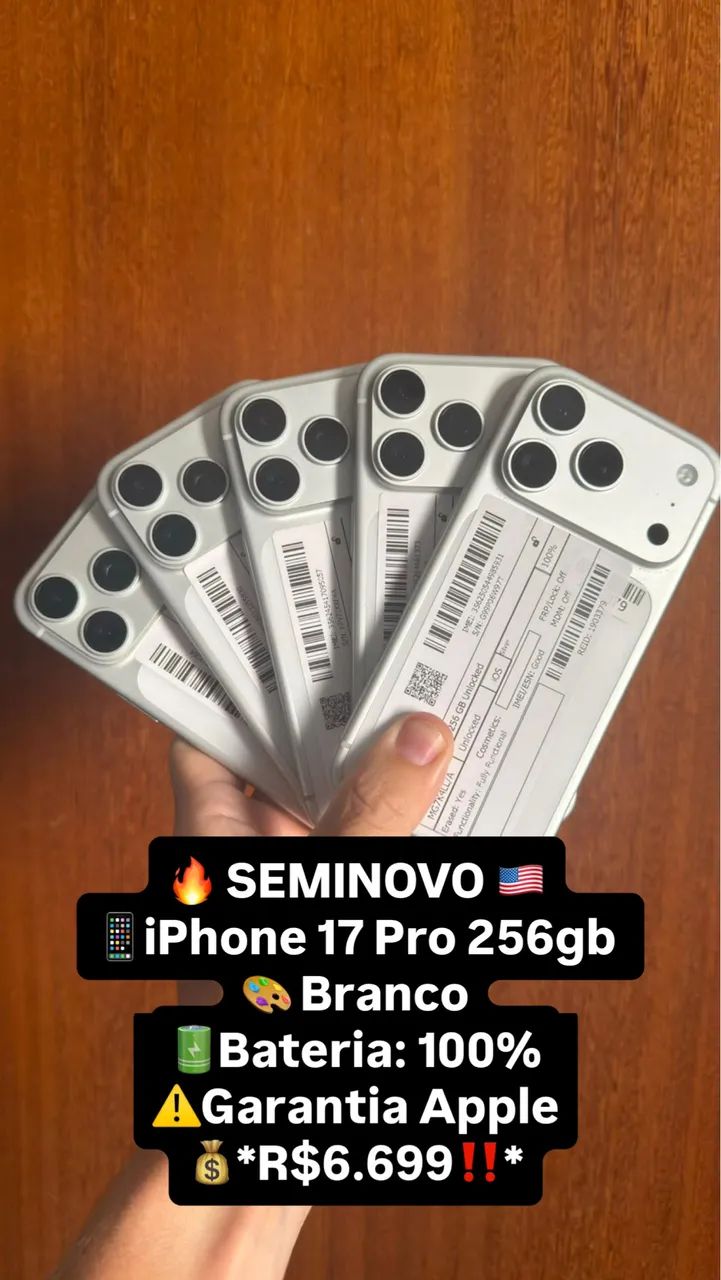 iPhone 17 pro 256 gb branco seminovo zero