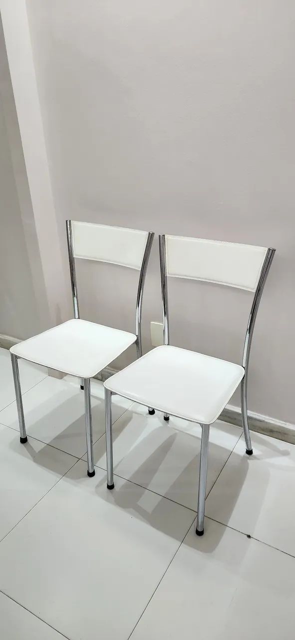 Kit cadeira de 02 em Inox e  couro - Foto 4