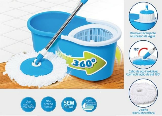 Spin Mop Com Balde Centrifugador 10L Azul - Kala
