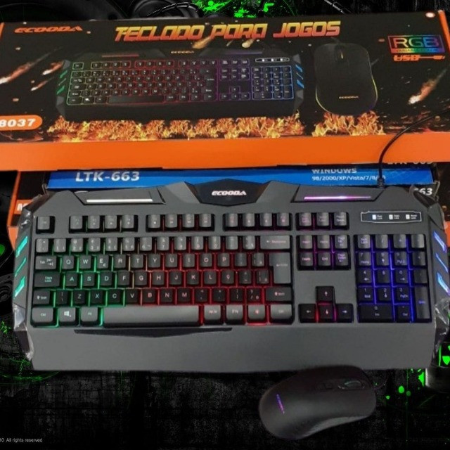 Teclado para Jogos gamer com Mouse gamer 7 botões-(Entrega Gratuita)
