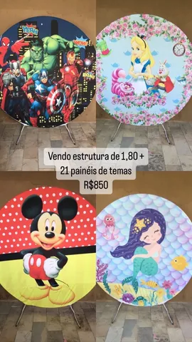 Painel Redondo Lona Festa Infantil Roblox Menina - 60cm