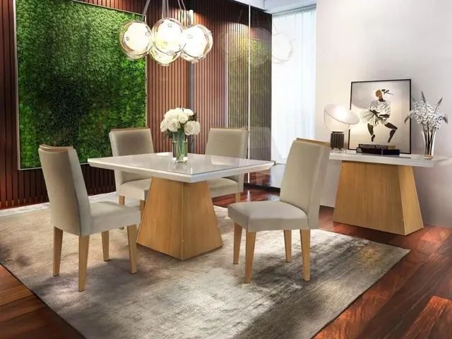 Mesa de jantar luna com 4 cadeiras L4628m