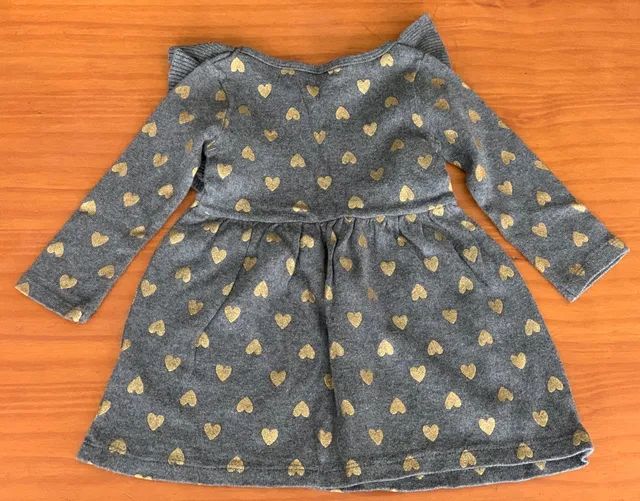 Vestido Cinza com Corações Dourados Carters - Foto 2