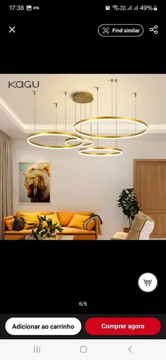 Anel de luz pendente LED moderno, lâmpada de sala de estar, luz pendente circular - Foto 4