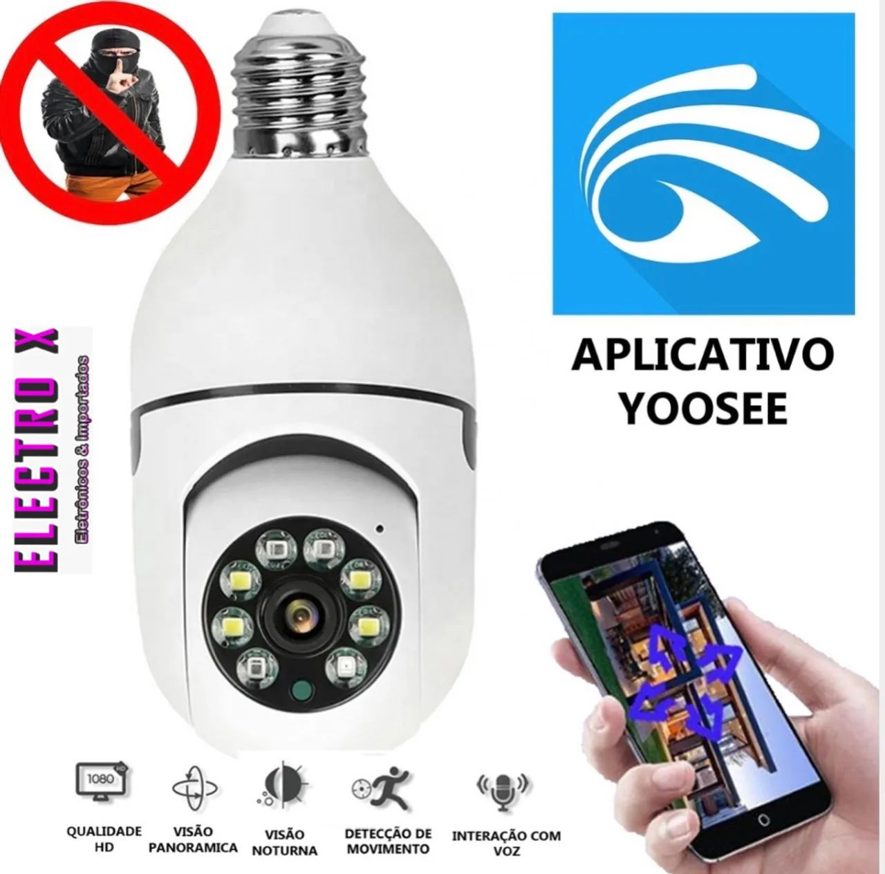 CAMERA WIFI HD INTERNA PARA BOCAL DE LÂMPADA
