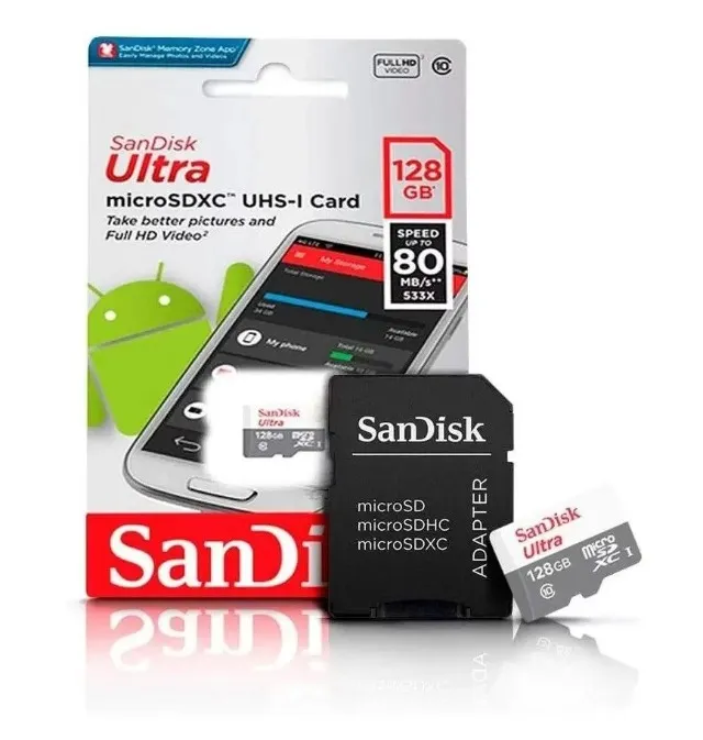 CARTÃO MICRO SD 128GB SANDISK ULTRA CLASSI 10