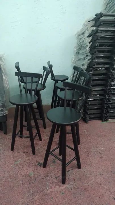 Banqueta em carvalho - 70cm - Crua ou Preta - Foto 5