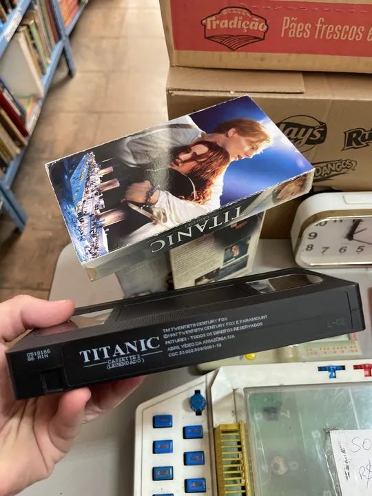 Box fita vhs titanic legendado anos 90 antiguidade filme - Foto 3