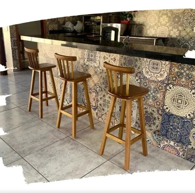 Banqueta em carvalho - 70cm - Crua ou Preta - Foto 6